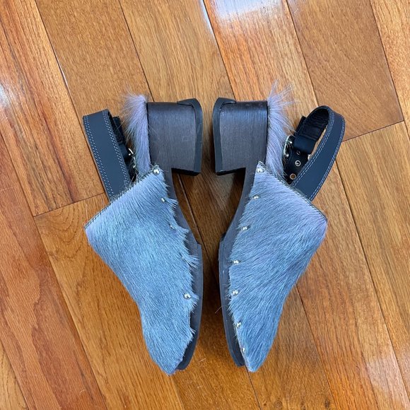 Miista Lana Faux Pony Hair Slingback Mules in Blue. - Picture 3 of 4